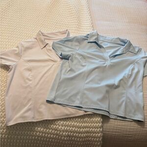 Set of Two Polo Shirts in Light Blue and White